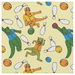 Bowling Dinosaurs Cartoons patterenden Bowlers Stof