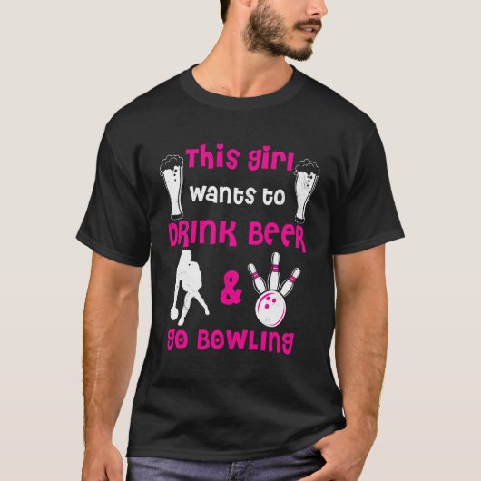 Bowling Dit wil Drink Bierschaal T-shirt (Voorkant)