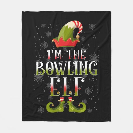 Bowling Elf Kerstmis Fleece Deken (Voorkant)