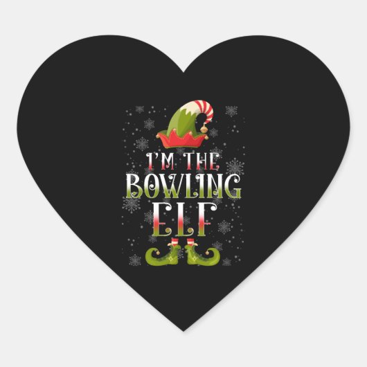 Bowling Elf Kerstmis Hart Sticker (Voorkant)