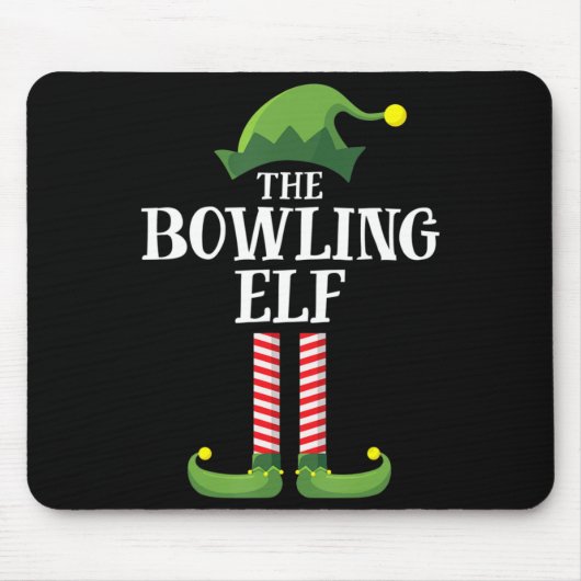 Bowling Elf Matching Family Group kerstparty Muismat (Voorkant)