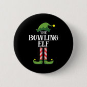 Bowling Elf Matching Family Group kerstparty Ronde Button 5,7 Cm (Voorkant)