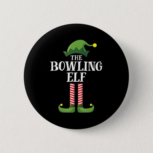 Bowling Elf Matching Family Group kerstparty Ronde Button 5,7 Cm (Voorkant)