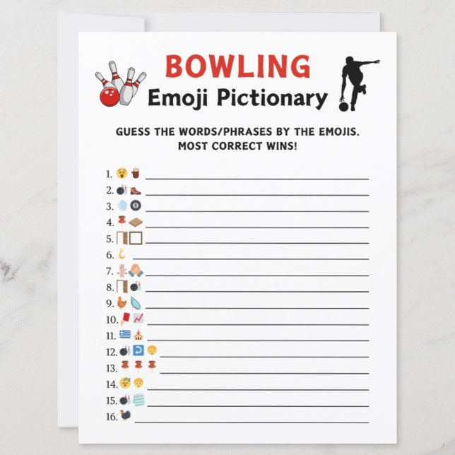 Bowling Emoji Pictionary Spel (Voorkant)