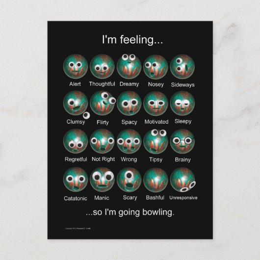 Bowling Emoties Poster Briefkaart (Voorkant)