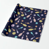 Bowling en balpatroon cadeaupapier (Uitgerold)
