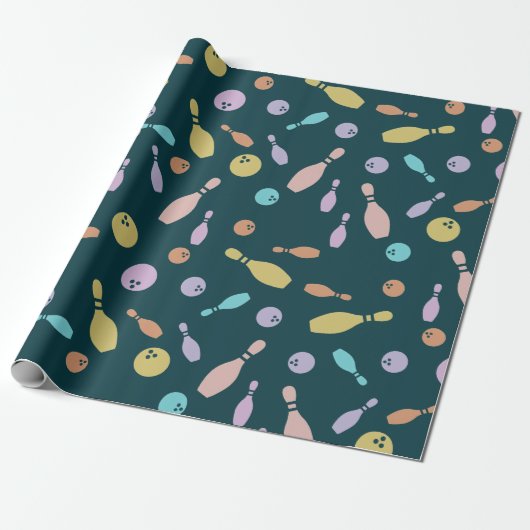 Bowling en balpatroon cadeaupapier (Uitgerold)