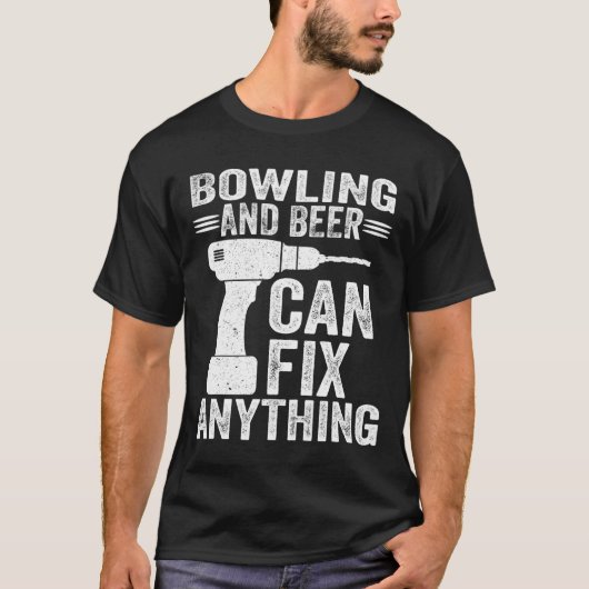 Bowling en Beer kunnen alles oplossen T-shirt (Voorkant)