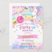 Bowling en Eenhoorn meisje verjaardagsuitnodiging. Kaart (Voorkant / Achterkant)