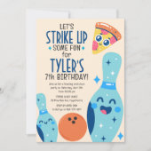 Bowling en Pizza Verjaardagsfeestuitnodiging Kaart (Voorkant)