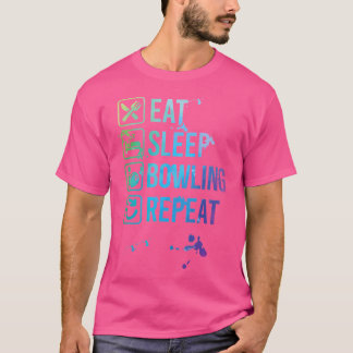 Bowling Eten Slapen Herhalen Waterverf T-shirt