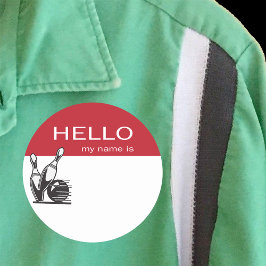 Bowling event hallo naamtags ronde sticker