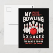 Bowling Excuses Funny Bowler Humor Briefkaart (Voorkant / Achterkant)