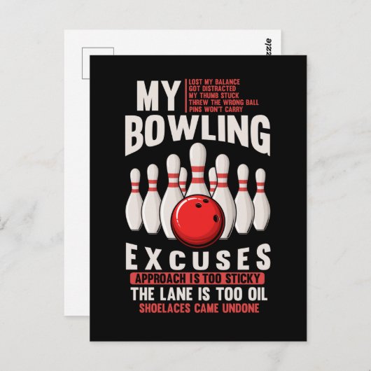 Bowling Excuses Funny Bowler Humor Briefkaart (Voorkant / Achterkant)
