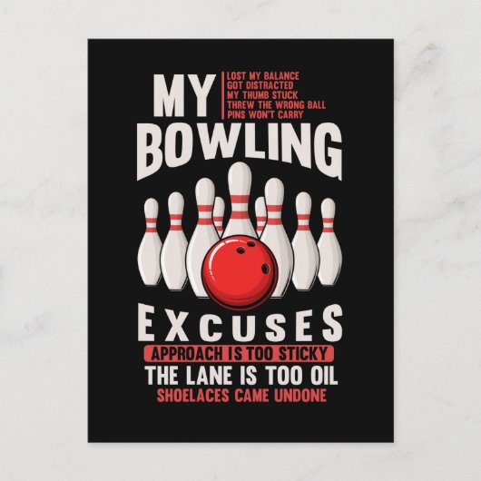 Bowling Excuses Funny Bowler Humor Briefkaart (Voorkant)