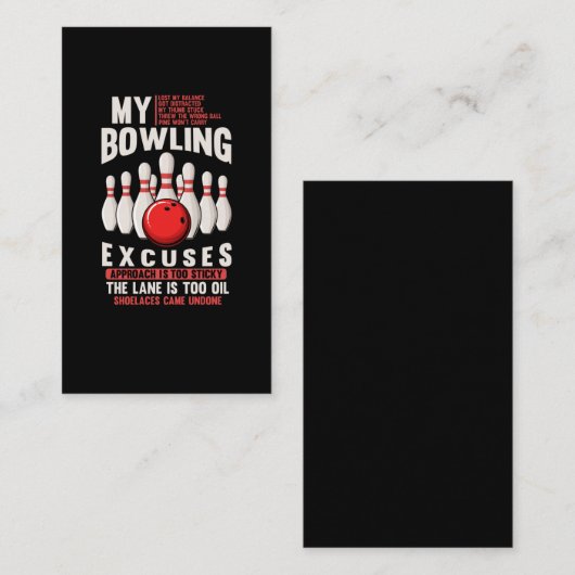 Bowling Excuses Funny Bowler Humor Visitekaartje (Voorkant / Achterkant)