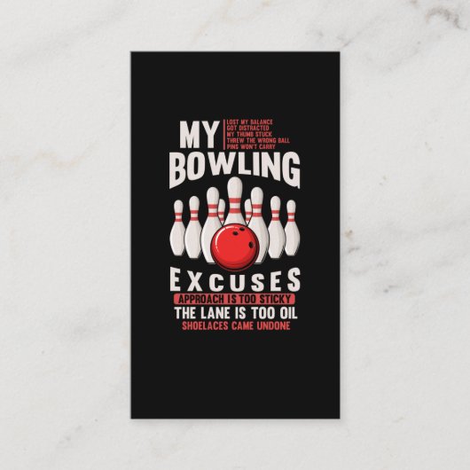 Bowling Excuses Funny Bowler Humor Visitekaartje (Voorkant)