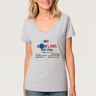 Bowling Excuses Women's Jersey V-Neck T-Shirt