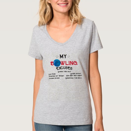 Bowling Excuses Women's Jersey V-Neck T-Shirt (Voorkant)