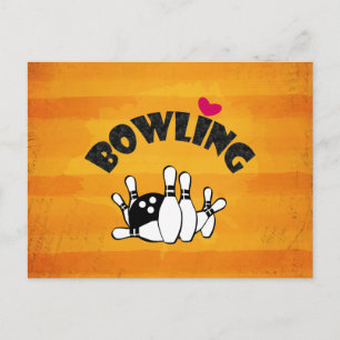 Bowling Fanatic Heart Bowling Pins en Ball Briefkaart