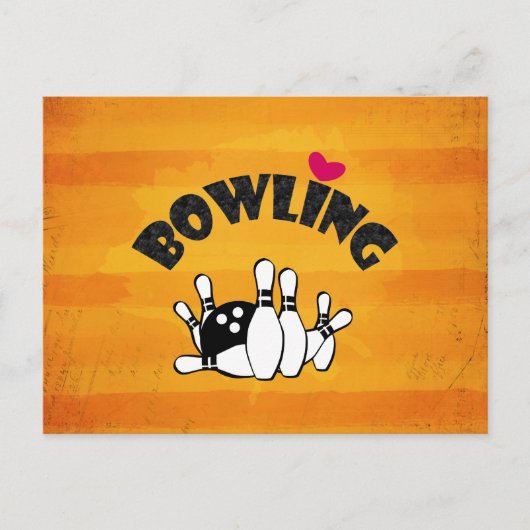 Bowling Fanatic Heart Bowling Pins en Ball Briefkaart (Voorkant)