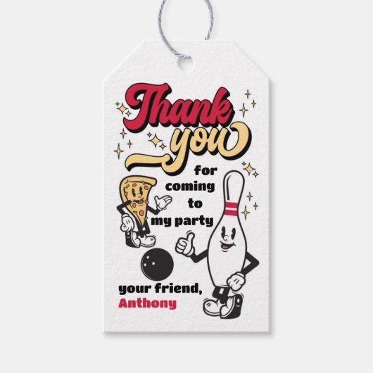 Bowling  Favor Tag - Rood Cadeaulabel (Voorkant)
