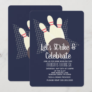 Bowling Feest Strike en Vier Verjaardagsfeest Kaart