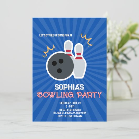 Bowling Feest Uitnodiging 4 (Staand voorkant)