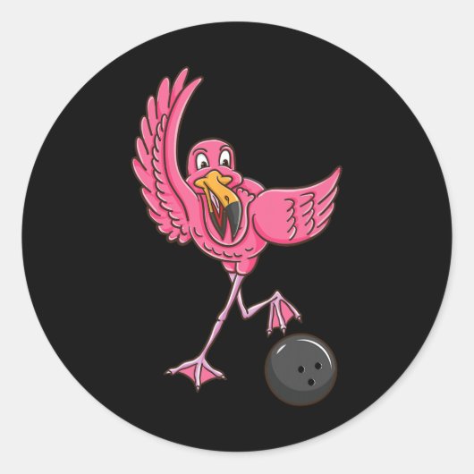 Bowling Flamingo 1 Ronde Sticker (Voorkant)