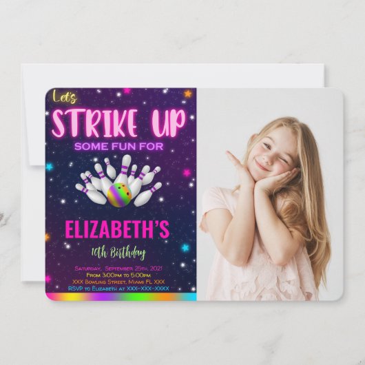 Bowling-foto-uitnodiging Kaart (Voorkant)