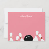 Bowling Fun - Hartelijk dank (roze) Bedankkaart (Voorkant)