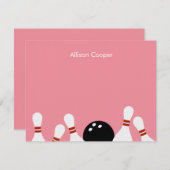 Bowling Fun - Hartelijk dank (roze) Bedankkaart (Voorkant / Achterkant)