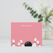 Bowling Fun - Hartelijk dank (roze) Bedankkaart (Staand voorkant)