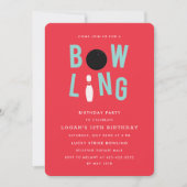 Bowling Fun Kind verjaardagsfeestje Invitation_Red Kaart (Voorkant)