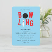 Bowling Fun Kind's verjaardagsfeestje Invitation_b Kaart (Staand voorkant)