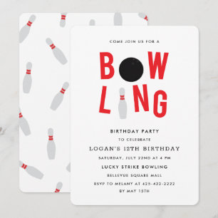 Bowling Fun Kind's verjaardagsfeestje Invitation_w Kaart