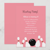 Bowling Fun Party Invitation (roze) Kaart (Voorkant / Achterkant)