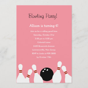 Bowling Fun Party Invitation (roze) Kaart
