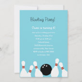 Bowling Fun Party Invitation (Turquoise) Kaart (Voorkant)