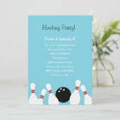 Bowling Fun Party Invitation (Turquoise) Kaart (Staand voorkant)