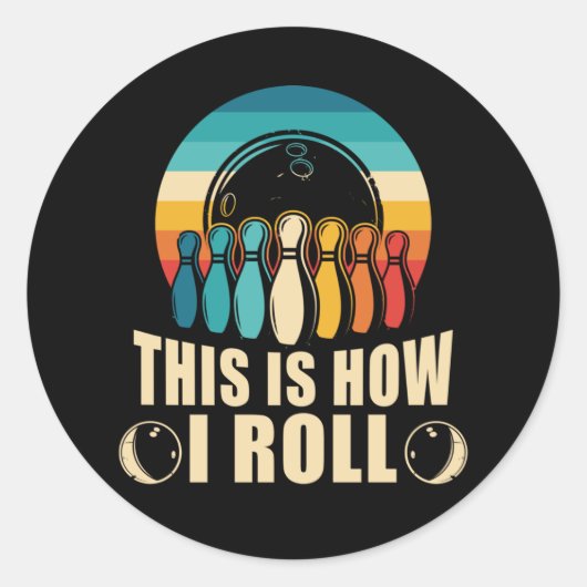 Bowling Fun Strike Lover Retro Ronde Sticker (Voorkant)