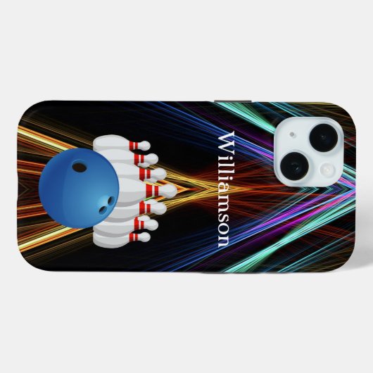 Bowling game - Ball and Pins personalize with name Case-Mate iPhone Case (Achterkant (horizontaal))