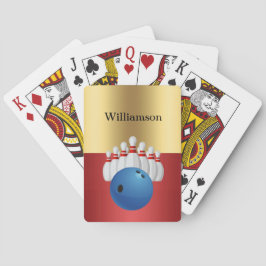 Bowling game - Ball and Pins personalize with name Pokerkaarten