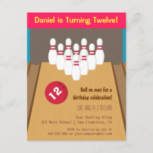 Bowling Game Birthday Party - Uitnodigingen