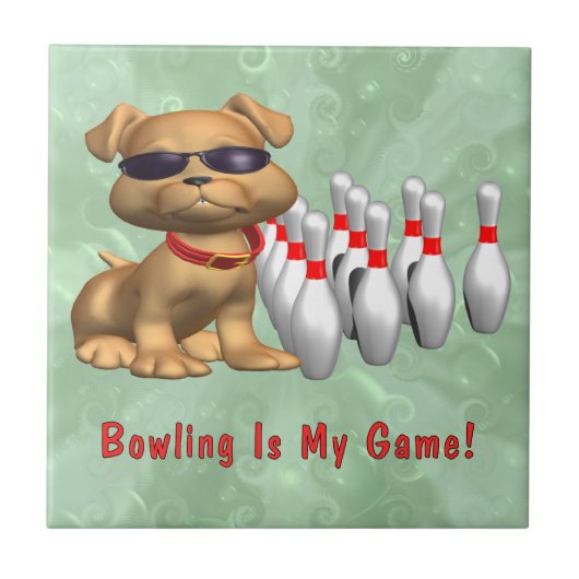 Bowling Game Dog Tegeltje (Voorkant)