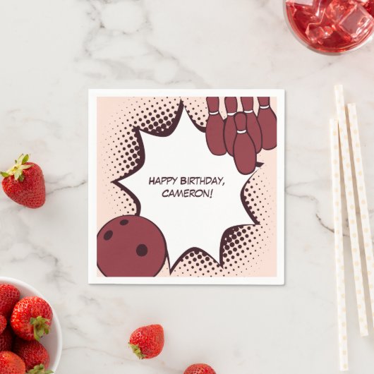 Bowling Gelukkige Verjaardag Naam Papier Servet (Insitu)