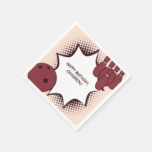 Bowling Gelukkige Verjaardag Naam Papier Servet (Hoek)