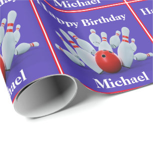 Bowling gepersonaliseerd verjaardagscadeau cadeaupapier
