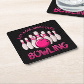Bowling Gift For Girls Women Bowling Game Bowlers Kartonnen Onderzetters (Schuin)
