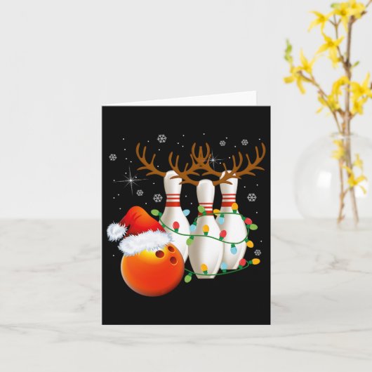 Bowling Gifts Kerstmis Bowling Kerstman Hoed Kerst Kaart (Gele Bloem)